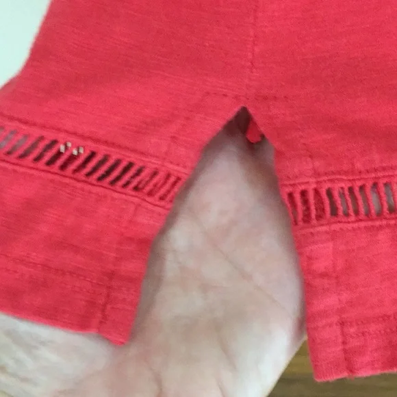 Talbots Red Peasant Lace Accent Top Tunic Size Medium - Picture 5 of 10